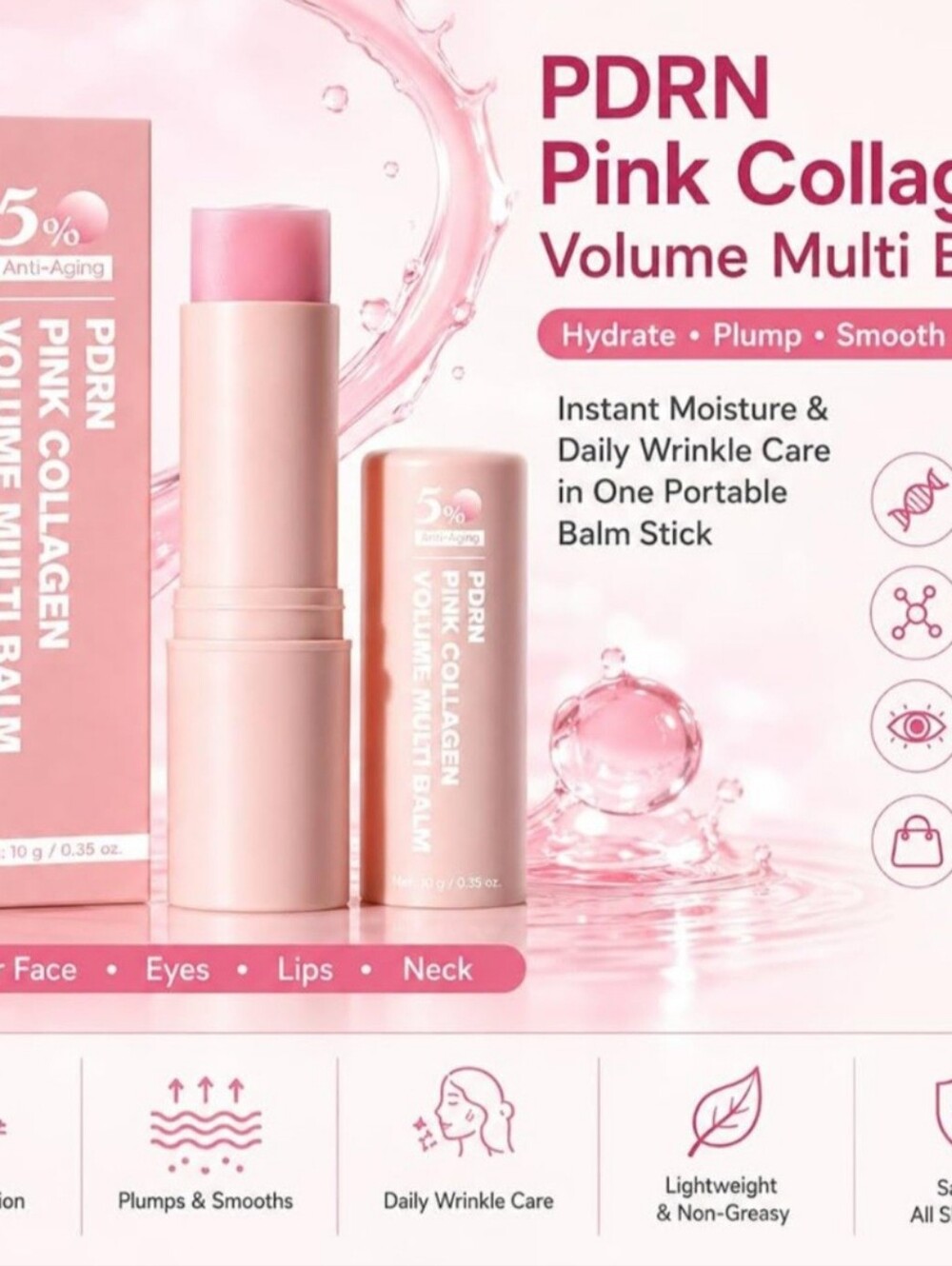 PDRN Pink Collagen Volume Multi Balm - Hydrating Pink Balm Stick